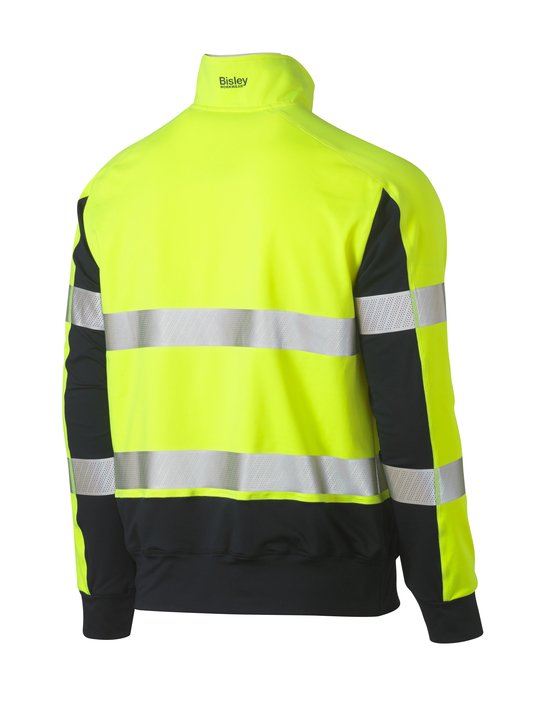 Bisley Taped Two Tone Hi Vis Contrast Stretchy 1/4 Zip Pullover