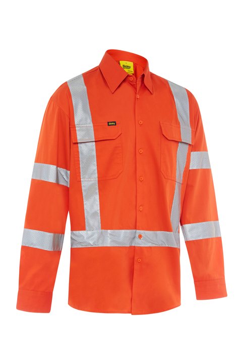 Bisley X Taped Biomotion Hi Vis Cool Lightweight Drill Shirt