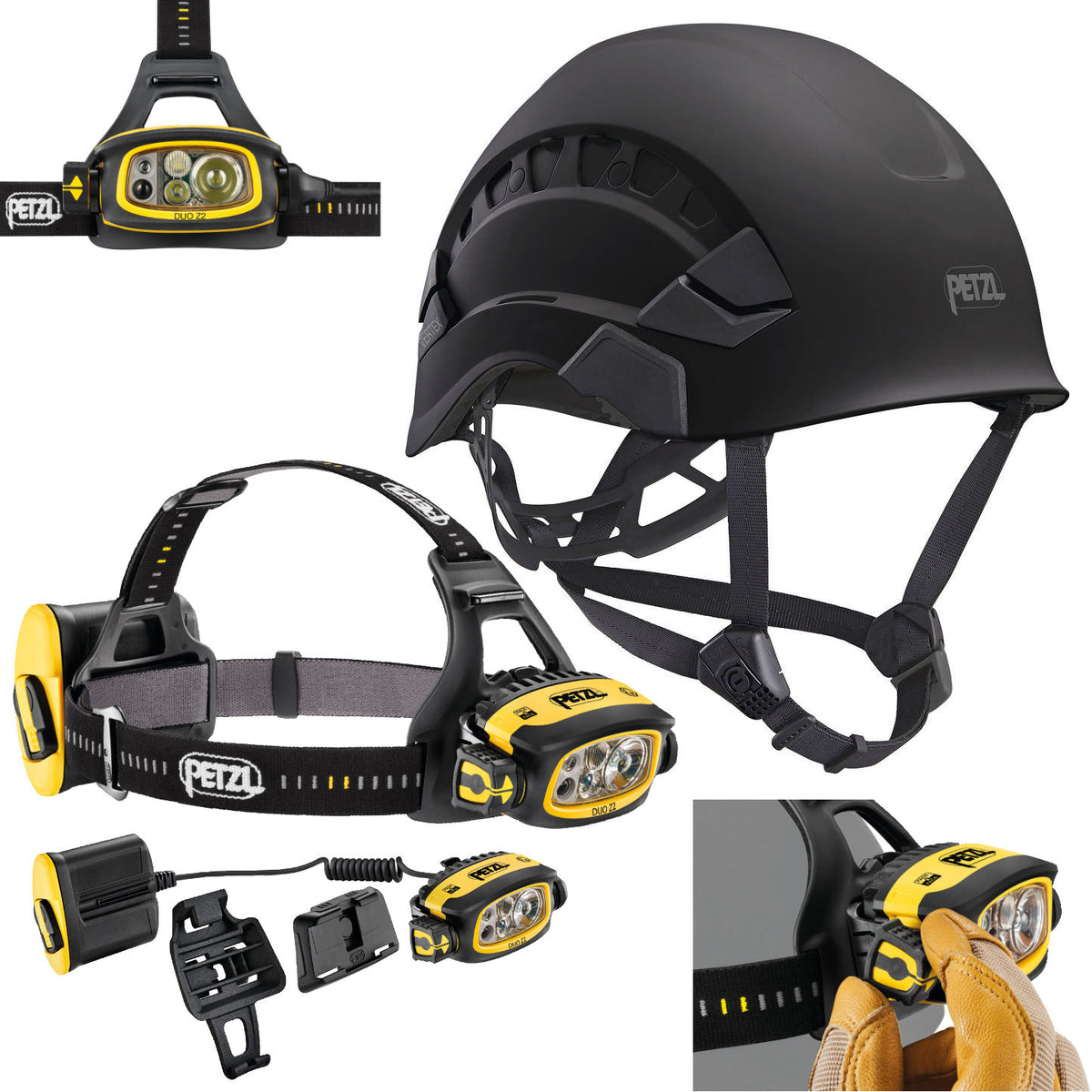 Petzl Vertex Vent Black Helmet & DUO Z2 Headlamp