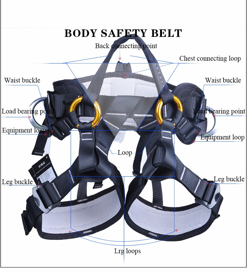 Black Tree Arborist Climbing Sit Harness