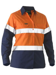 Bisley Bisley Recycle Women's Taped Two Tone Hi Vis Drill Shirt