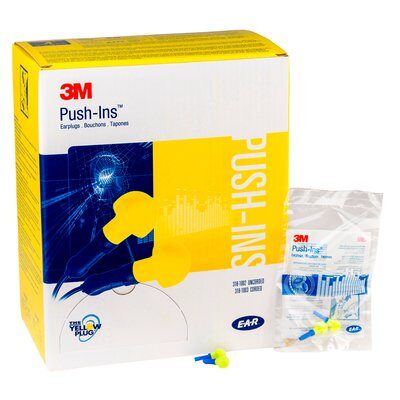 3M E-A-R Push-Ins Uncorded Earplugs Poly Bag 200 pairs/box