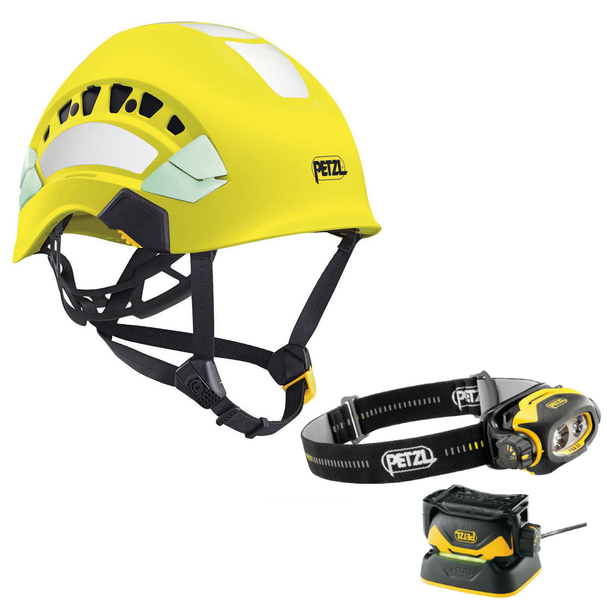 Petzl Vertex Vent AS/NZ 1801 Helmet Hi-Vis Yellow (A010EA00) & Pixa 3R E78CHR2