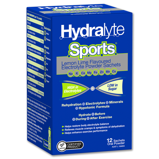 Hydralyte Sports Electrolyte Powder Sachets (Pack of 12)