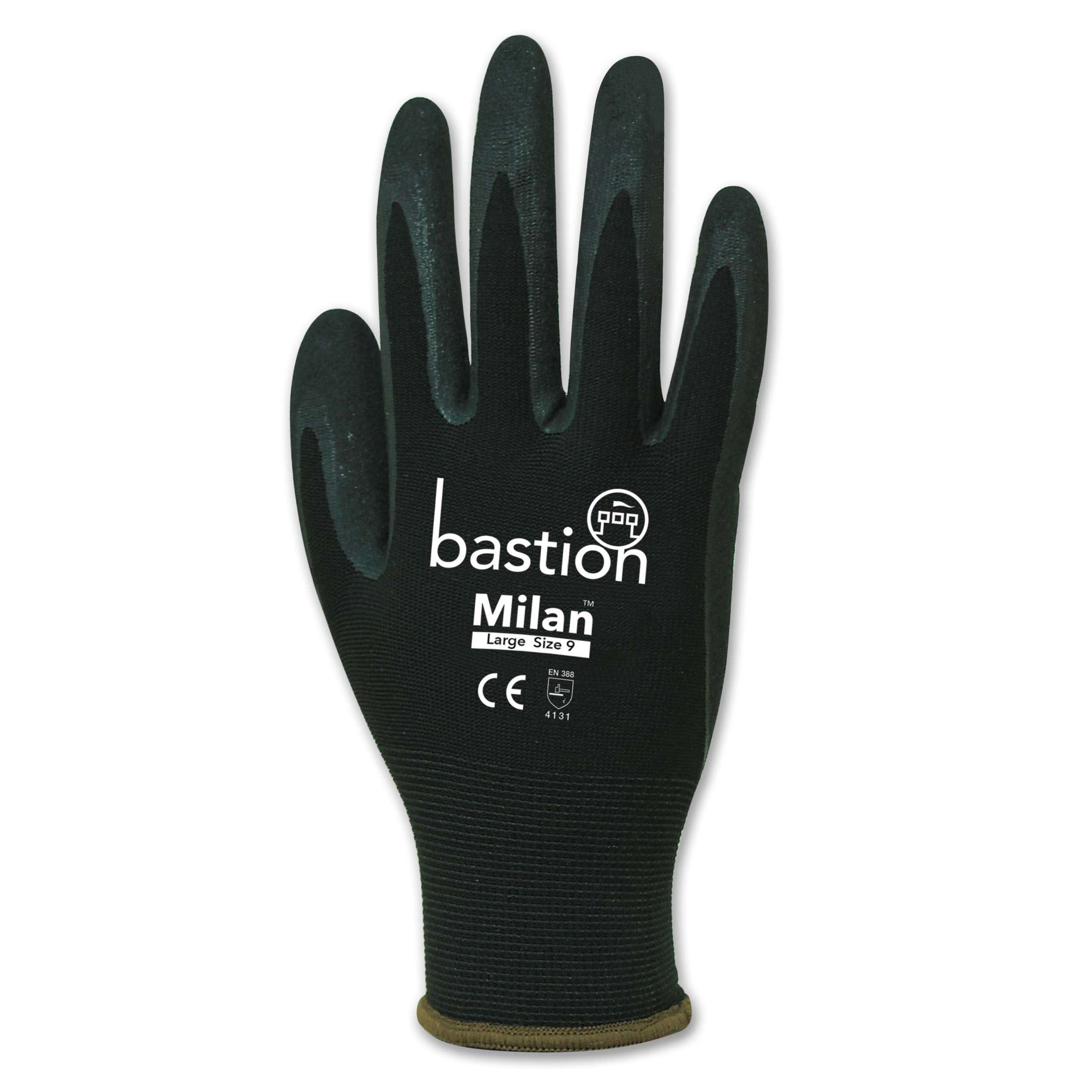 Bastion Milan  Black  Nylon  Gloves - Black Sandy Foam Nitrile Coating