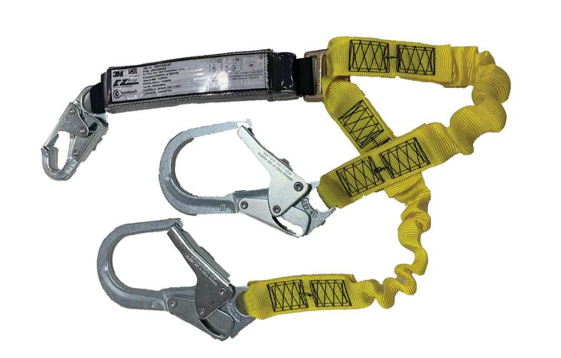 1.2m 3M DBI-SALA EZSTOP Twin Webbed Elasticated Y Lanyard with Double Scaff Hooks