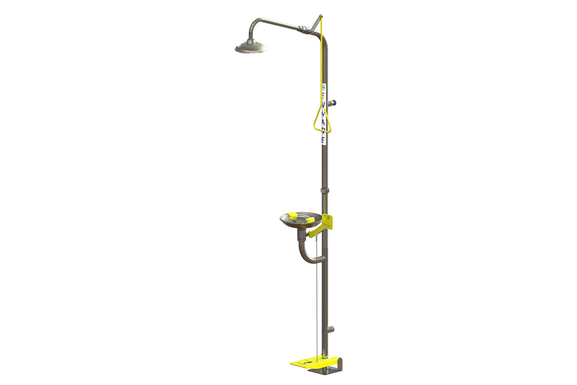 Enware Combination Emergency Showers Eye Face Hand/Foot Operated - Powder Coated Finish - GREEN