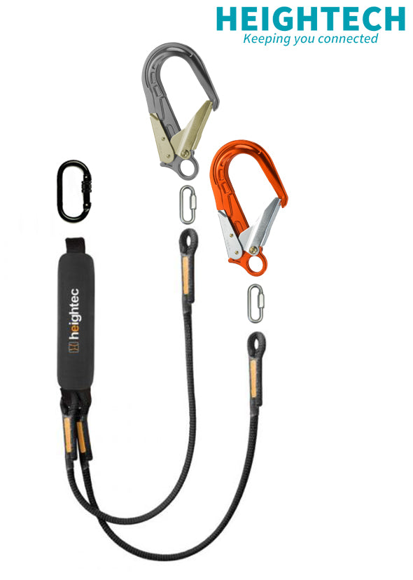 Heightec TENSOR Twin Lanyard 1.5m with Double Action 64mm Scaff Hooks