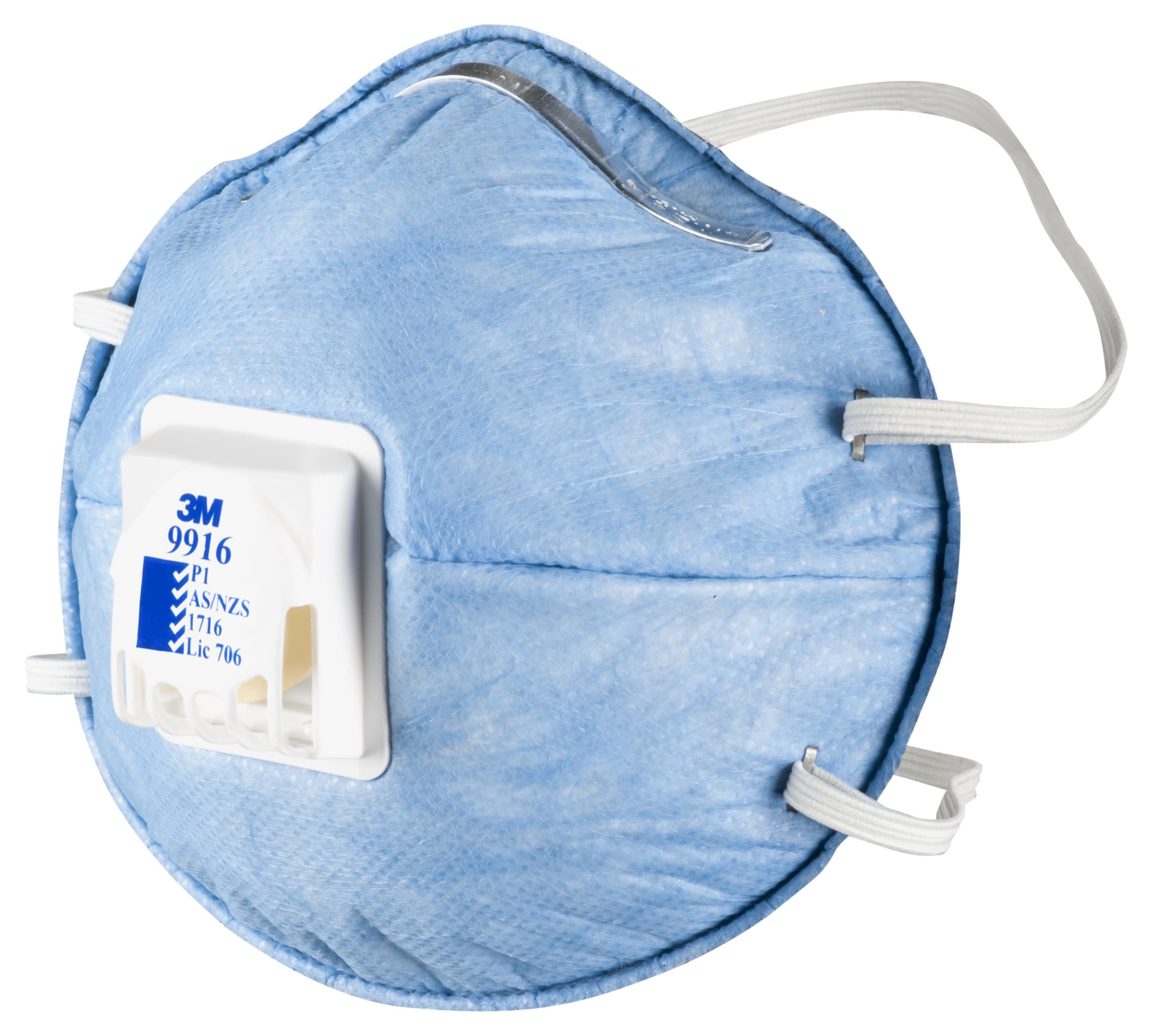 3M Cupped Particulate Respirator 9916, P1 with Nuisance Level* Acid Gas Relief, valved, 10/Box, 6 Boxes/Case