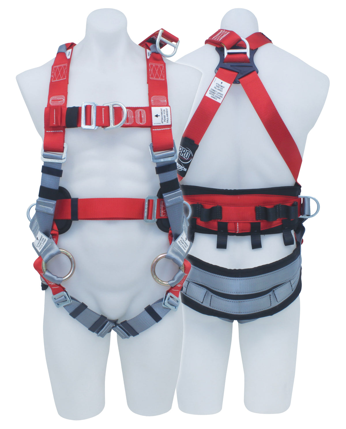 3M PROTECTA PRO Tower Workers Harness AB129-2S, Red and Grey, Large, 1 EA/Case