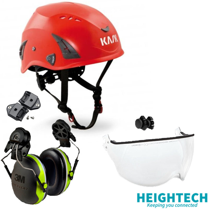 KASK HP+ with Clear Visor & 3M Earmuffs (X4P3GE) in Red