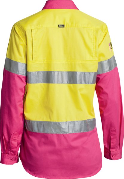 Bisley Women's Taped Hi Vis Cool Lightweight Drill Shirt (BL6696T)