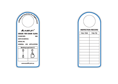 Austlift G100 Single Leg Chain Sling Tag S/Steel