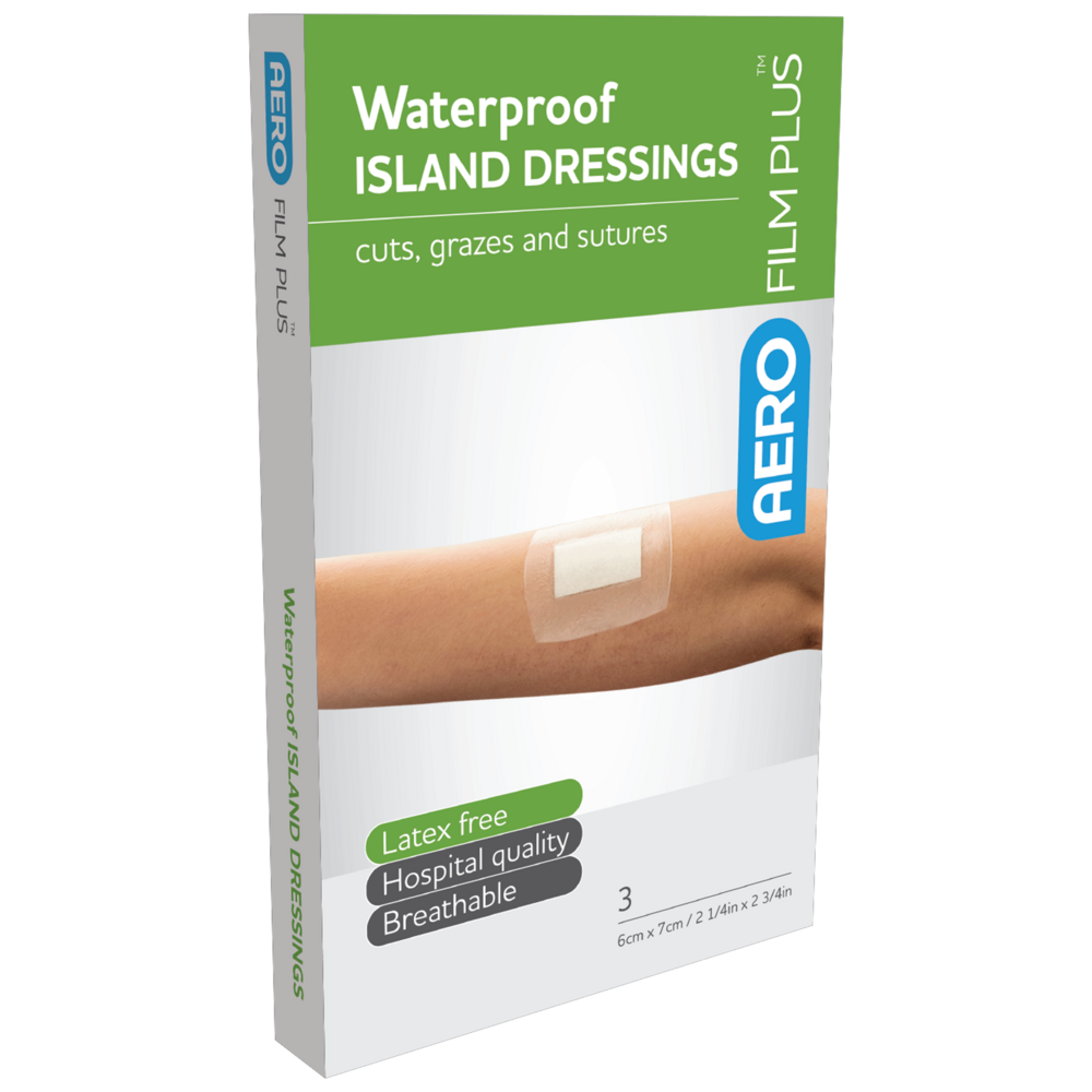 Aero Healthcare AEROFILM PLUS Waterproof Island Dressing 6 x 7cm Box/3  Env/3