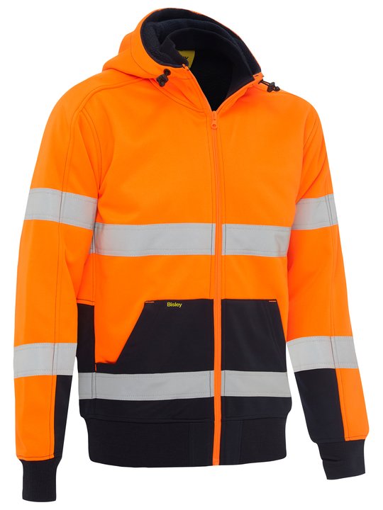 Bisley Taped Hi Vis Zip Fleece Hoodie with Sherpa Lining