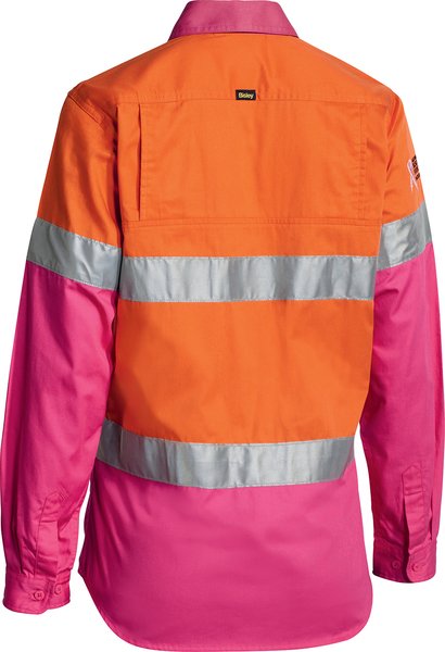 Bisley Women's Taped Hi Vis Cool Lightweight Drill Shirt (BL6696T)