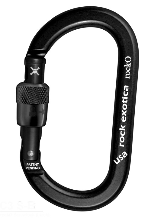 Rock Exotica rockO Screw-Lock   Carabiner -  24Kn - BLACK