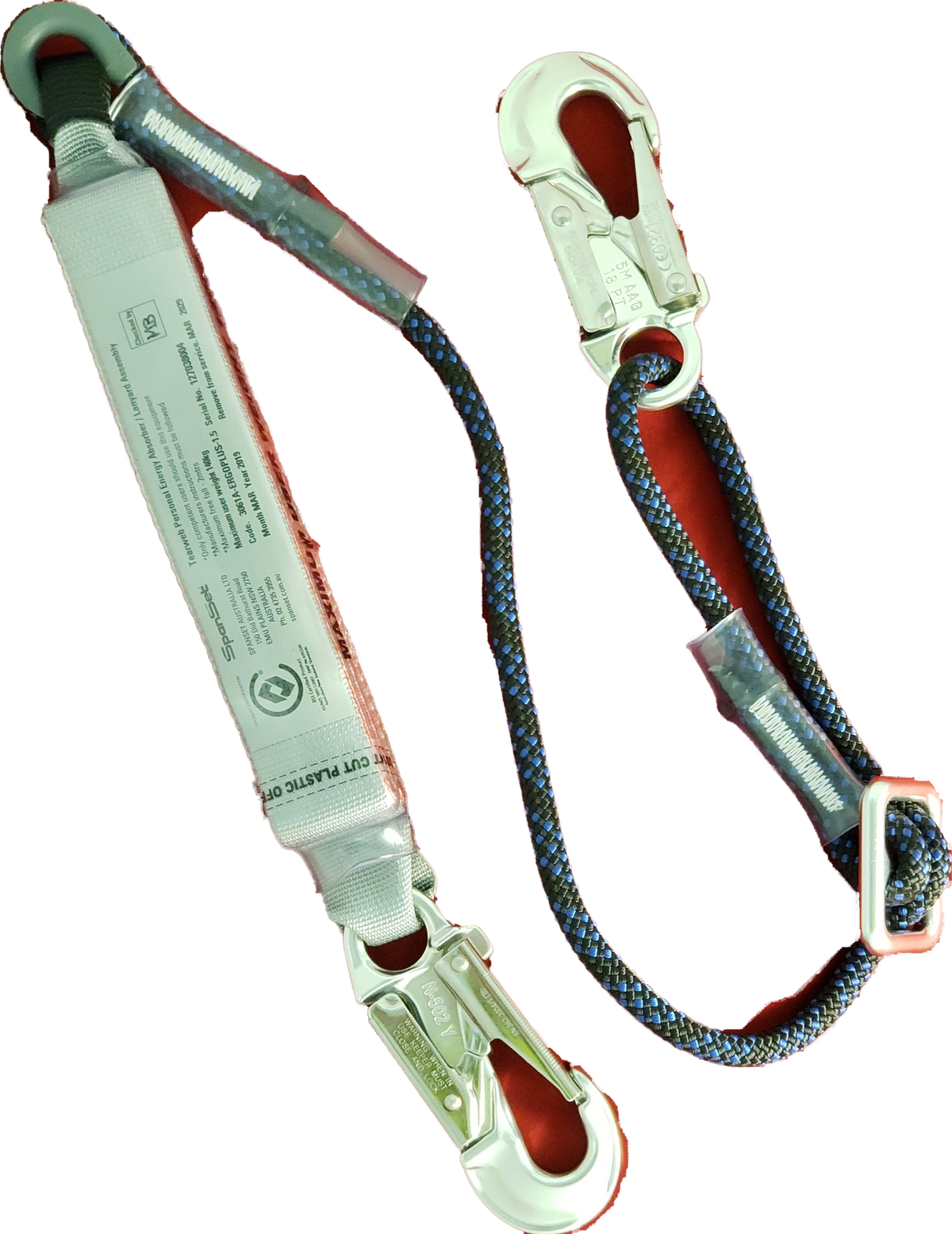 SpanSet Adjustable 1.5m Rope Lanyards 3061A Rated 140kg