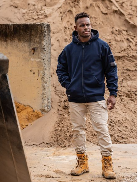 BISLEY MEDIUM BLACK WORK FLEECE ZIP HOODIE(BK6725-BBLK)