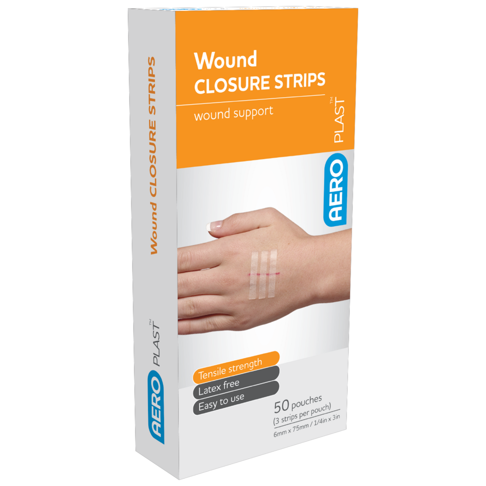 Aero Healthcare AEROPLAST Wound Closure Strips 6 x 75mm 3 strips/card Box/50 Cards