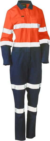 Bisley Women's Taped Hi Vis Cotton Drill Coverall