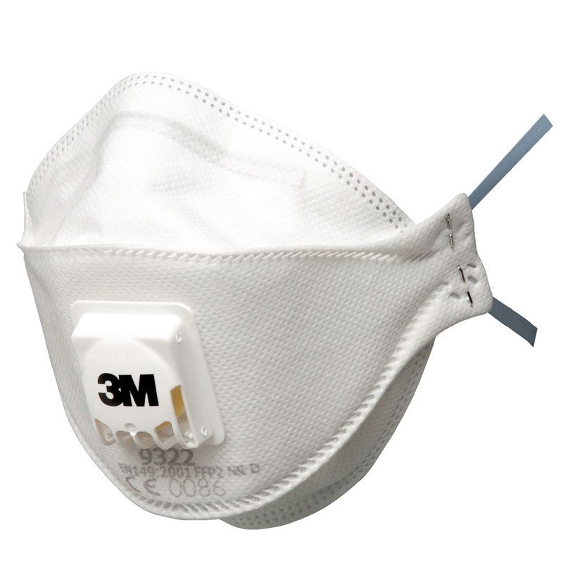 (Box of 10) 3M P2 Aura Flat Fold Particulate Respirator inc valve (9322A+)