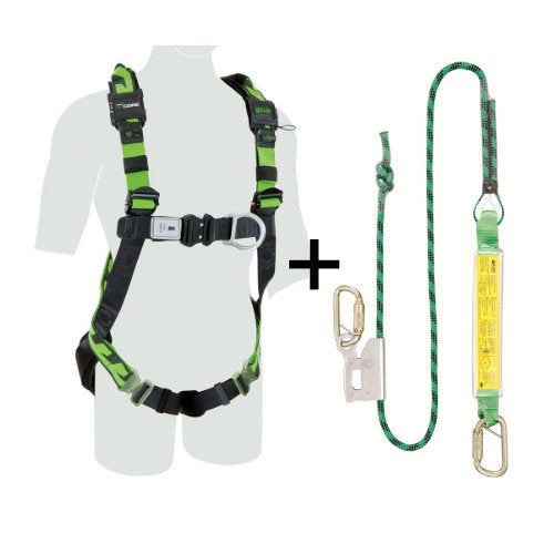 Miller AirCore M/L Harness & Miller 2m Single Adjust Kern Rope Lanyard (M1010034)