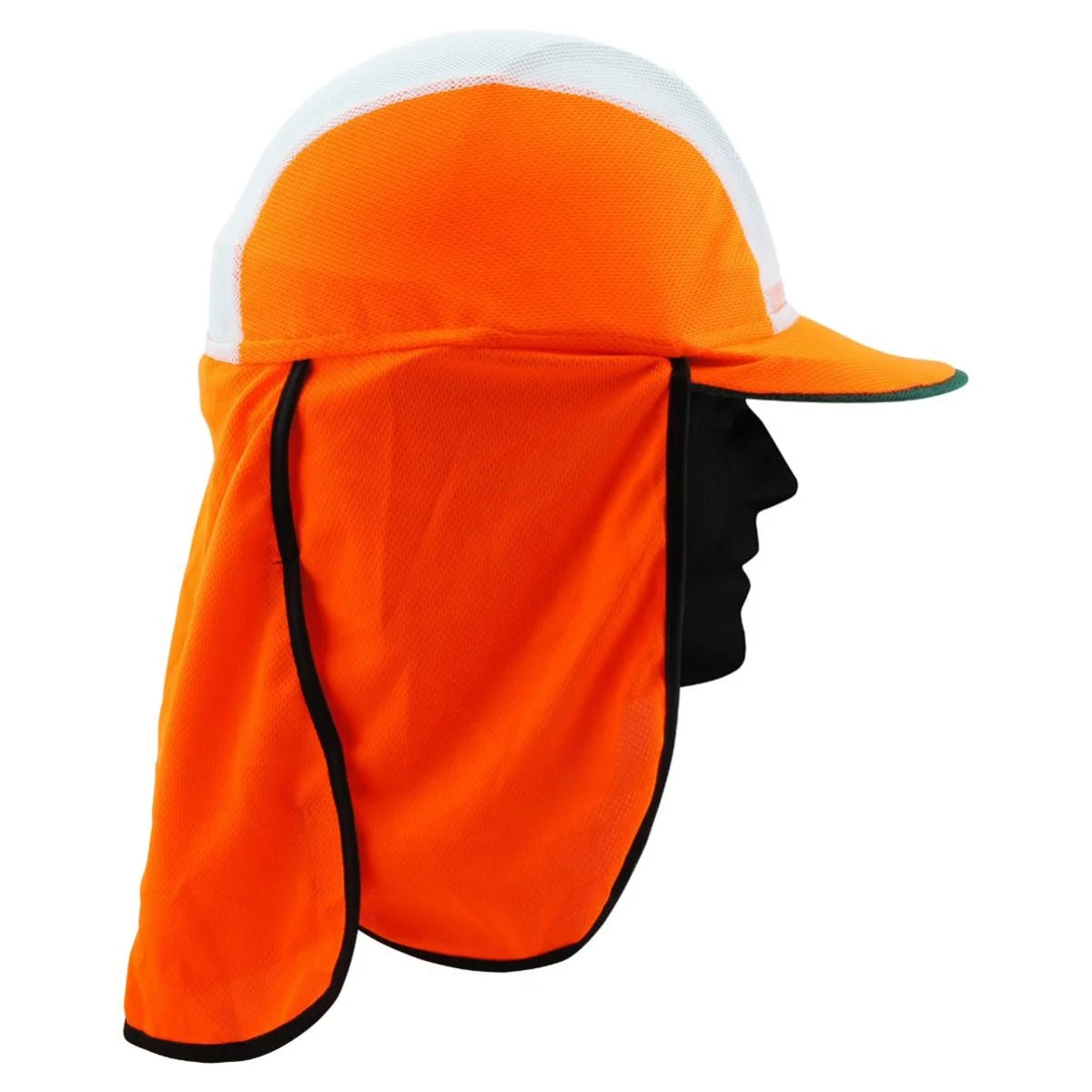 On Site Safety Fitover hat (Standard) for Hard Hats with legionnaire neck flap (Neon Orange)