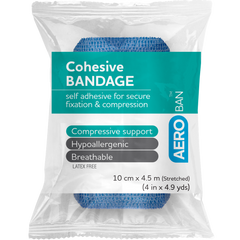 Aero Healthcare AEROBAN Blue Cohesive Bandage 10cm x 4.5M Wrap/12