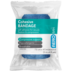 Aero Healthcare AEROBAN Blue Cohesive Bandage 7.5cm x 4.5M Wrap/12