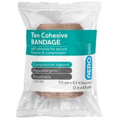 Aero Healthcare AEROBAN Tan Cohesive Bandage 7.5cm x 4.5M Wrap/12