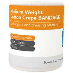 Aero Healthcare AEROCREPE Medium Cotton Crepe Bandage 5cm x 4M Wrap/12