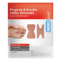 Aero Healthcare AEROPLAST Premium Fabric Fingertip & Knuckle Dressings Env/12
