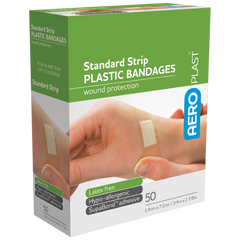 Aero Healthcare AEROPLAST Plastic Standard Strip 7.2 x 1.9cm Box/50