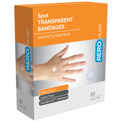 Aero Healthcare AEROPLAST Transparent Spot Dressings 2.25 x 2.25cm Box/50