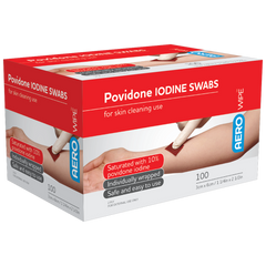 Aero Healthcare AEROWIPE 10% Povidone Iodine Swabs 60 x 33mm Box/100