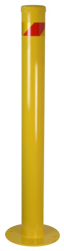 Maxisafe 90 X 900Mm Yellow Surface Mount Steel Bollard With Reflective Red Stripe