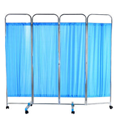FastAid Privacy Screen, Four-Fold With Wheels, Stainless Steel Frame