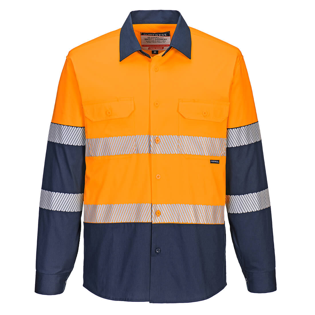 Buy Portwest Hi-Vis Stretch Contrast Shirt L/S (Orange/Navy