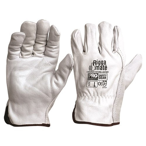 ProChoice LARGE Leather Glove RIGGAMATE Cow Grain Natural, GREY (CGL41N)