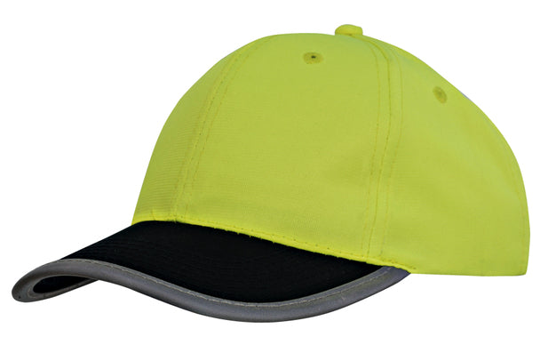 LUMINESCENT SAFETY CAP YELLOW WITH REFLECTIVE TRIM - 3021