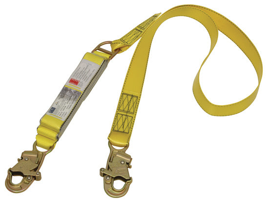 3M DBI SALA Force2 Resist Shock Absorbing 2m Lanyard - Single Tail with Snap Hooks