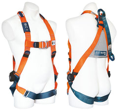 Full body harness with front and rear D-rings, confined space atachment loops on shoulders, dorsal extension, fully adjustable leg, shoulder and chest straps. Fitted with suspension trauma relief straps. Suitable for fall arrest, confined