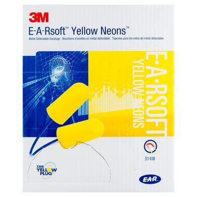 3M E-A-Rsoft Metal Detectable Corded Earplugs Poly Bag 200 pairs/box