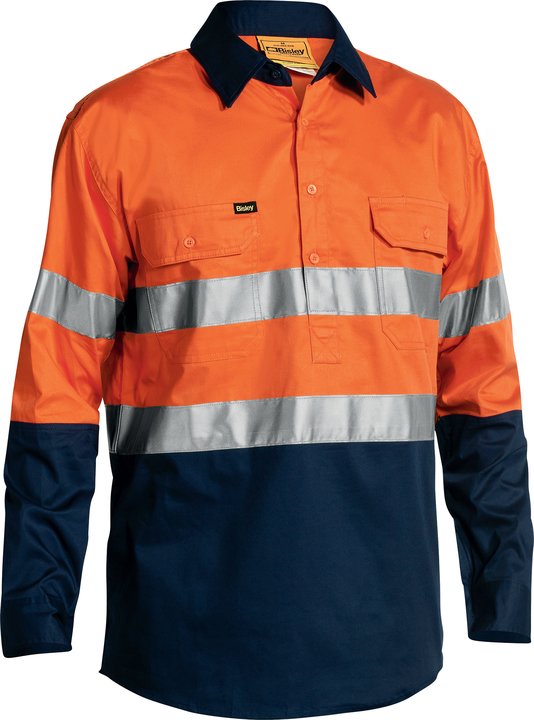 Bisley Taped Hi Vis Closed Front Cool Lightweight Shirt