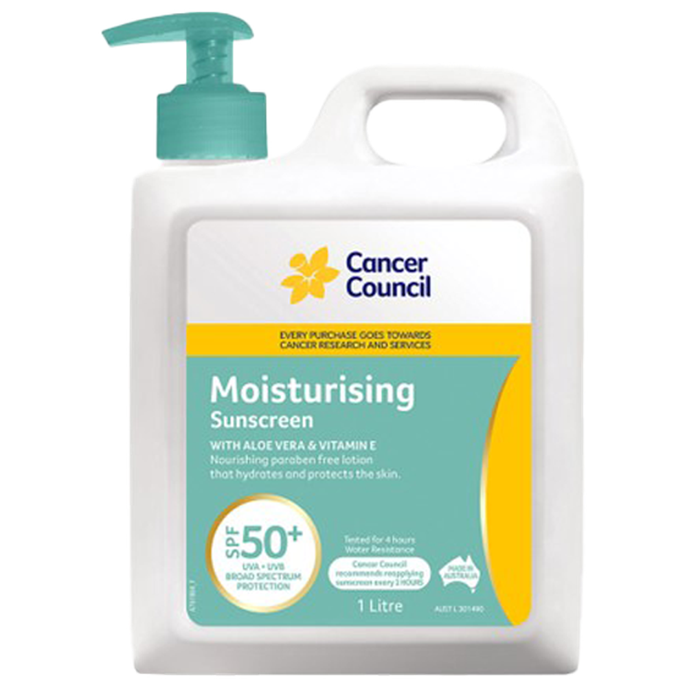 Aero Healthcare CANCER COUNCIL SPF50+ Moisturising Sunscreen Pump 1L