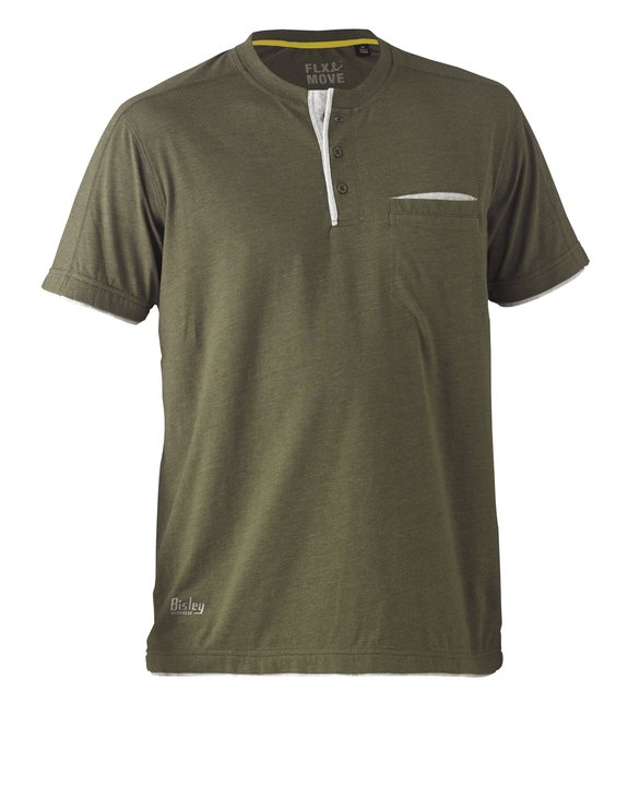 Bisley Flex & Move Cotton Rich Henley Short Sleeve Tee