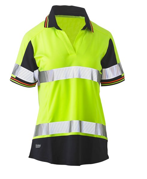 Bisley Women's Taped Two Tone Hi Vis V-Neck Polo