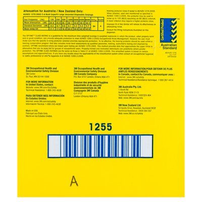 3M E-A-R soft Superfit Large Uncorded Earplugs Poly Bag 200 pairs/box (312-1255)