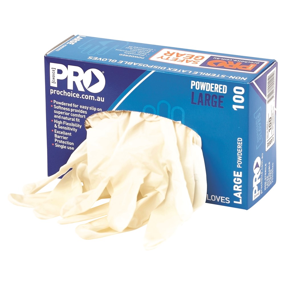 Pro Choice Disposable Latex Powdered Gloves